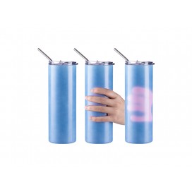 20oz/600ml Sublimation Blank Heat-Sensitive Color Changing Stainless Steel Skinny Tumbler (Light Blue to Pink) (10/pack)
